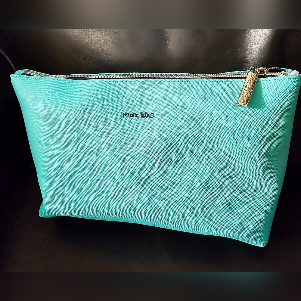 Marc Tetro Aqua French Bulldog Pouch Makeup Bag NWT - Picture 5 of 12